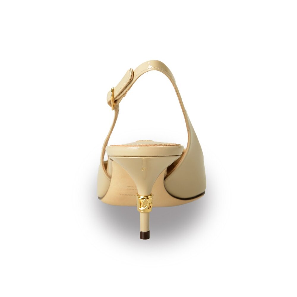 Dolce & Gabbana Women's Beige Leather Heeled Slingback Pumps Shoes US 9 IT 39 - Picture 3 of 8
